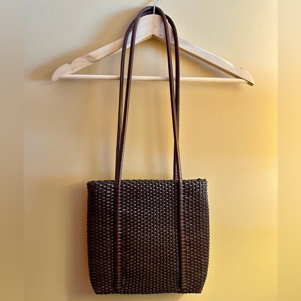 nine west faux leather woven bag